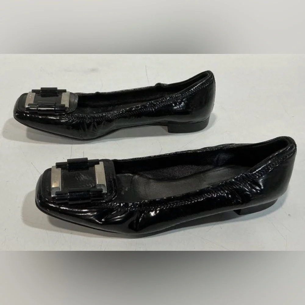 Prada Black, size 7.5 US, 38 EU, Patent Buckle Flats w/ Prada on buckle & COA - Picture 6 of 15